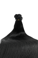 Double Drawn Hair - Keratin Bond Hair Extensions (1g per Strand) - Black | 65 cm