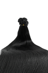 Double Drawn Hair - Keratin Bond Hair Extensions (1g per Strand) - Black | 65 cm