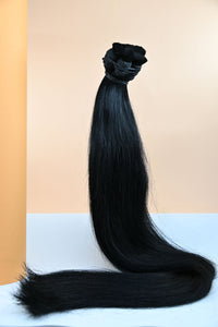 Dipten Uca Dolu İnsan Saçı – Siyah | 80 cm