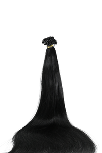 Double Drawn Hair - Keratin Bond Hair Extensions (1g per Strand) - Black | 65 cm