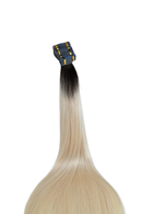 Invisible Tape-In Hair Extensions – Dark Root to Icy Platinum Blonde – 65 inch