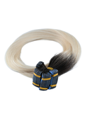 Invisible Tape-In Hair Extensions – Dark Root to Icy Platinum Blonde – 65 inch