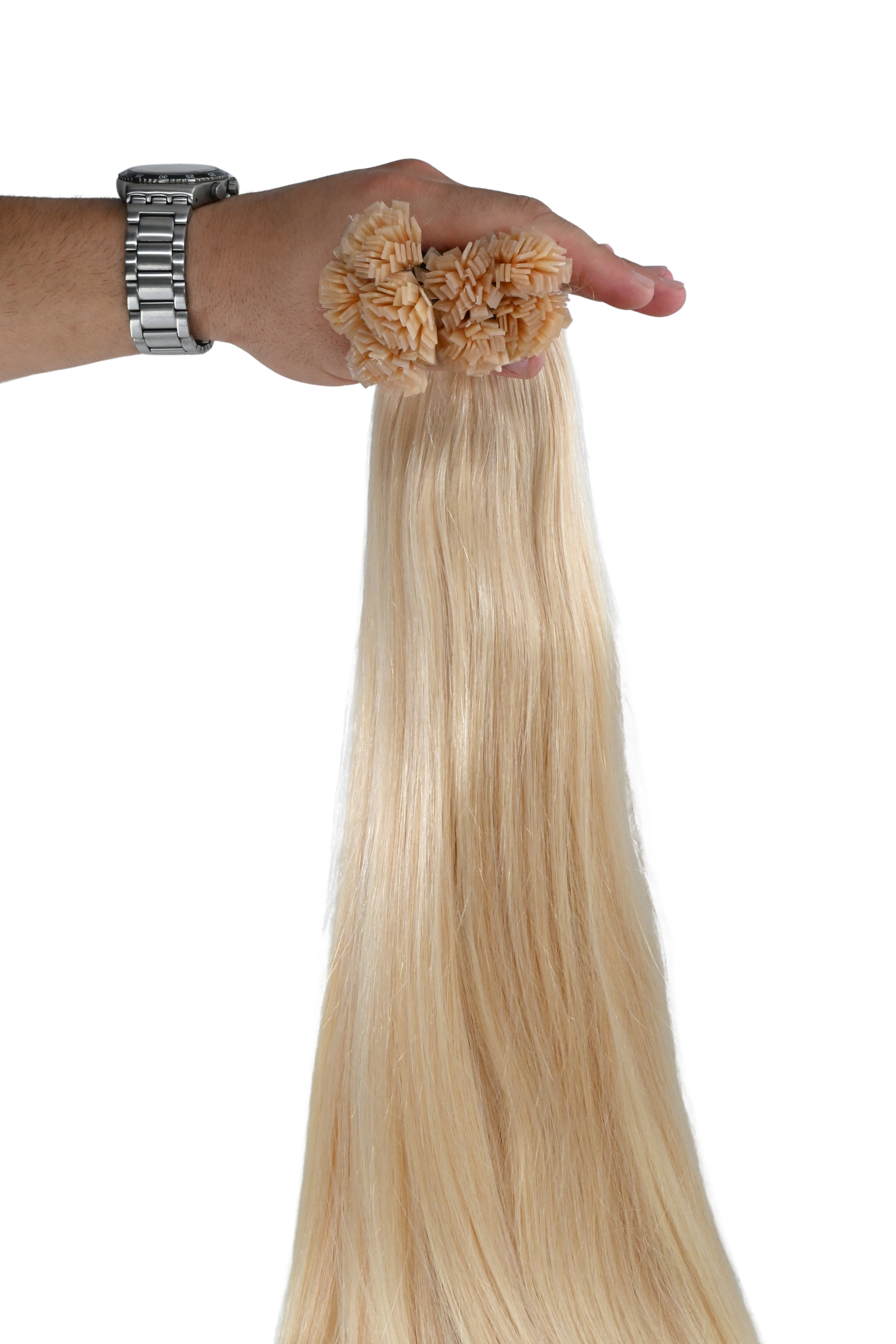 Double Drawn Hair - Keratin Bond Hair Extensions (1g per Strand) - Platinum | 65 cm