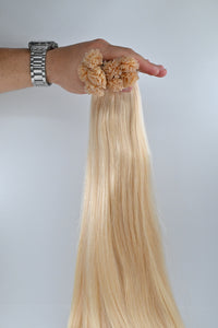 Double Drawn Hair - Keratin Bond Hair Extensions (1g per Strand) - Platinum | 65 cm