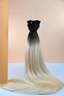 Dipten Uca Dolu İnsan Saçı – Omreli Sarı | 80 cm