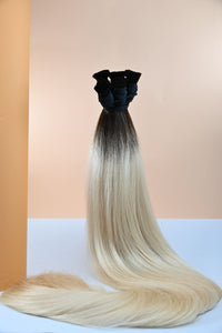 Dipten Uca Dolu İnsan Saçı – Omreli Sarı | 80 cm