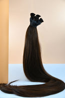 Dipten Uca Dolu İnsan Saçı – Koyu Kahverengi | 80 cm