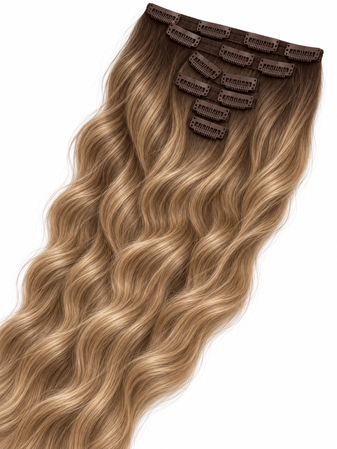 Clips Hair Extensions 65 cm Chestnut Honey Ombre (2T/10)