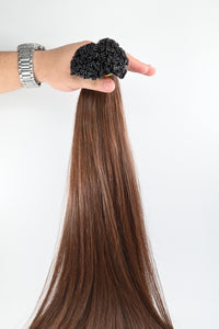 Double Drawn Hair - Keratin Bond Hair Extensions (1g per Strand) - Brown | 65 cm