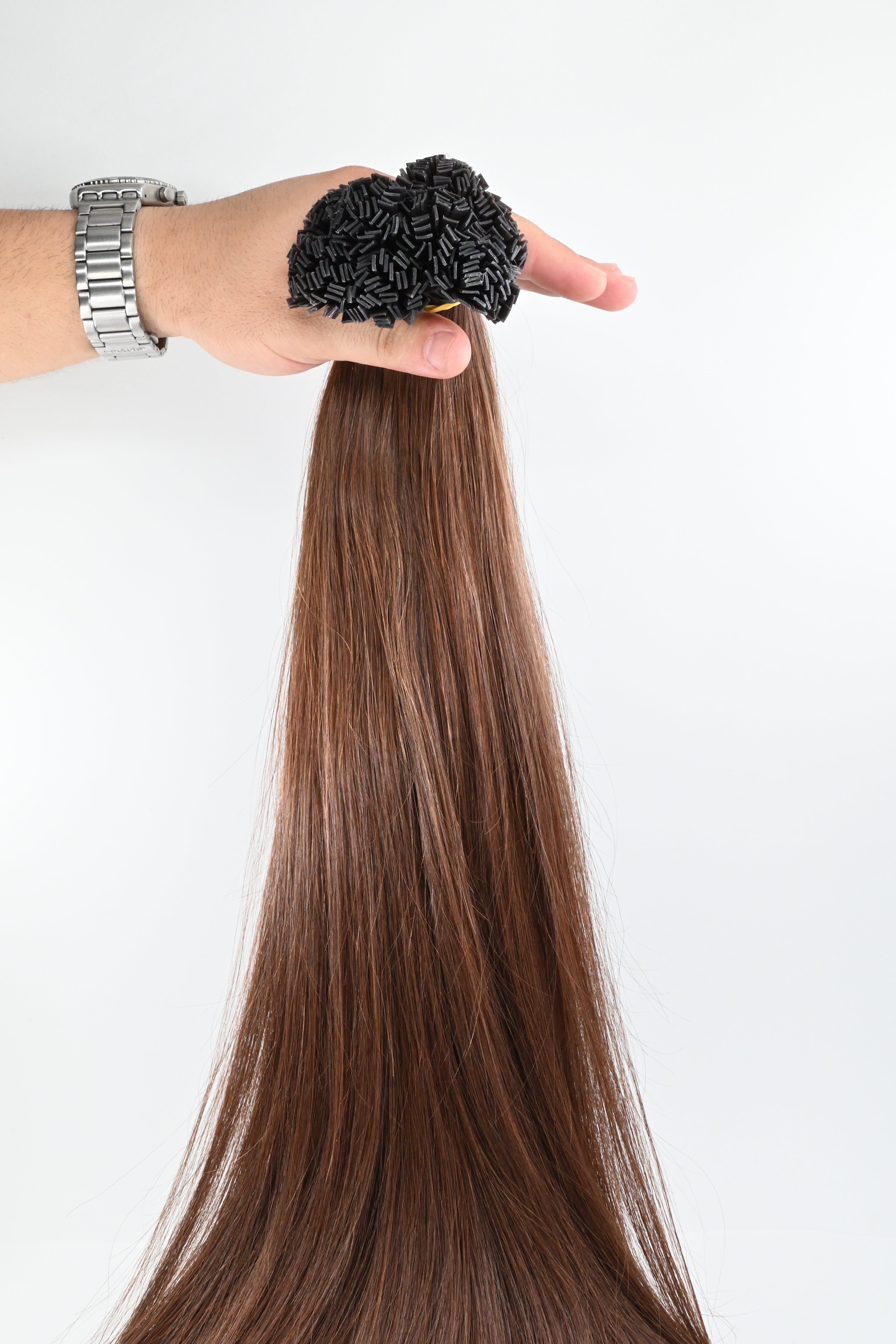Double Drawn Hair - Keratin Bond Hair Extensions (1g per Strand) - Brown | 65 cm