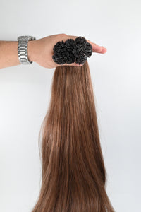 Double Drawn Hair - Keratin Bond Hair Extensions (1g per Strand) - Brown | 65 cm