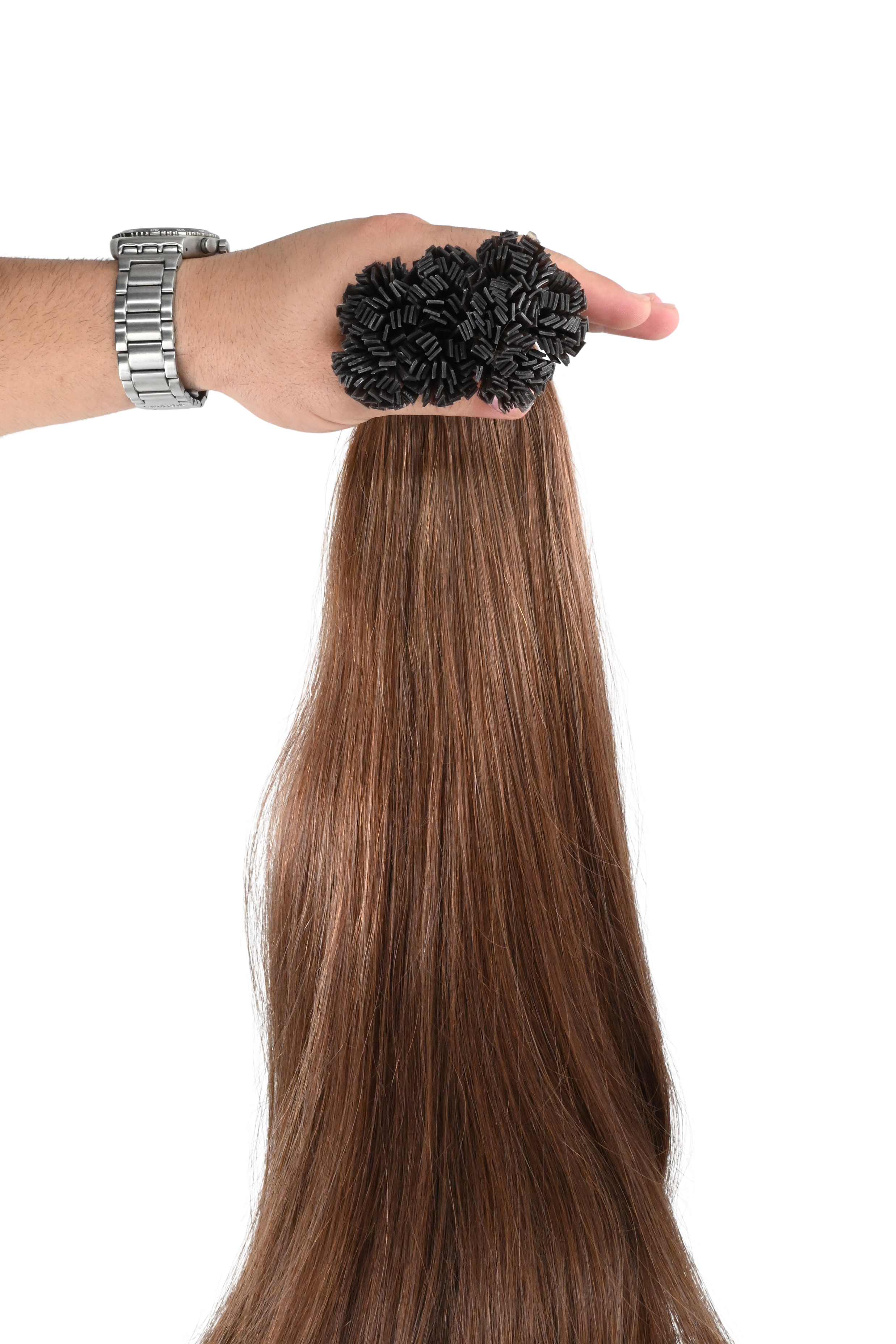 Double Drawn Hair - Keratin Bond Hair Extensions (1g per Strand) - Brown | 65 cm