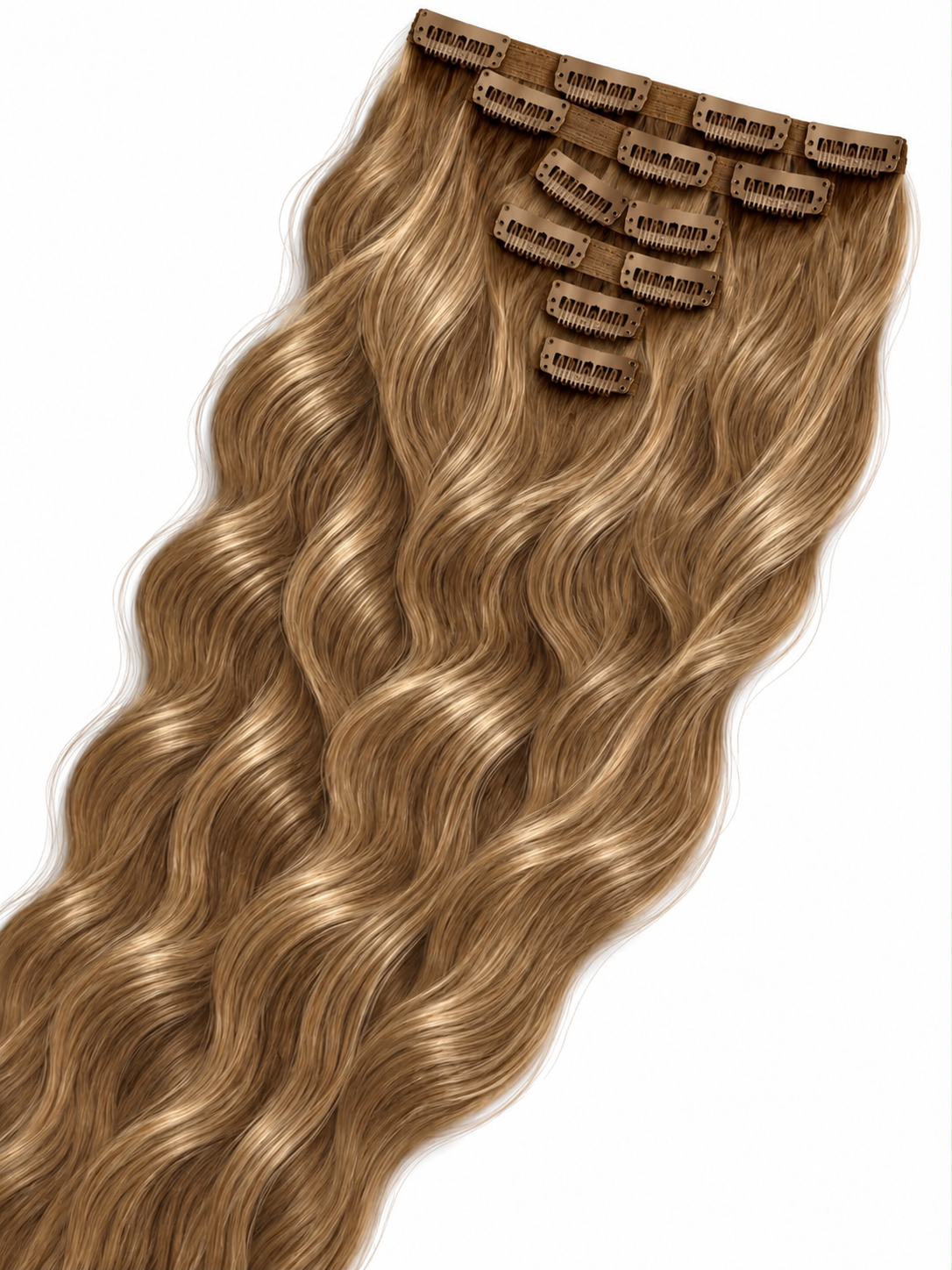 Clips Hair Extensions 65 cm Light Golden Brown (6)
