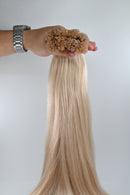 Double Drawn Hair - Keratin Bond Hair Extensions (1g per Strand) - Platinum Beige | 65 cm