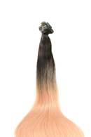 Invisible Tape-In Hair Extensions – Ombre Dark Brown to Peach Pink – 65 inch