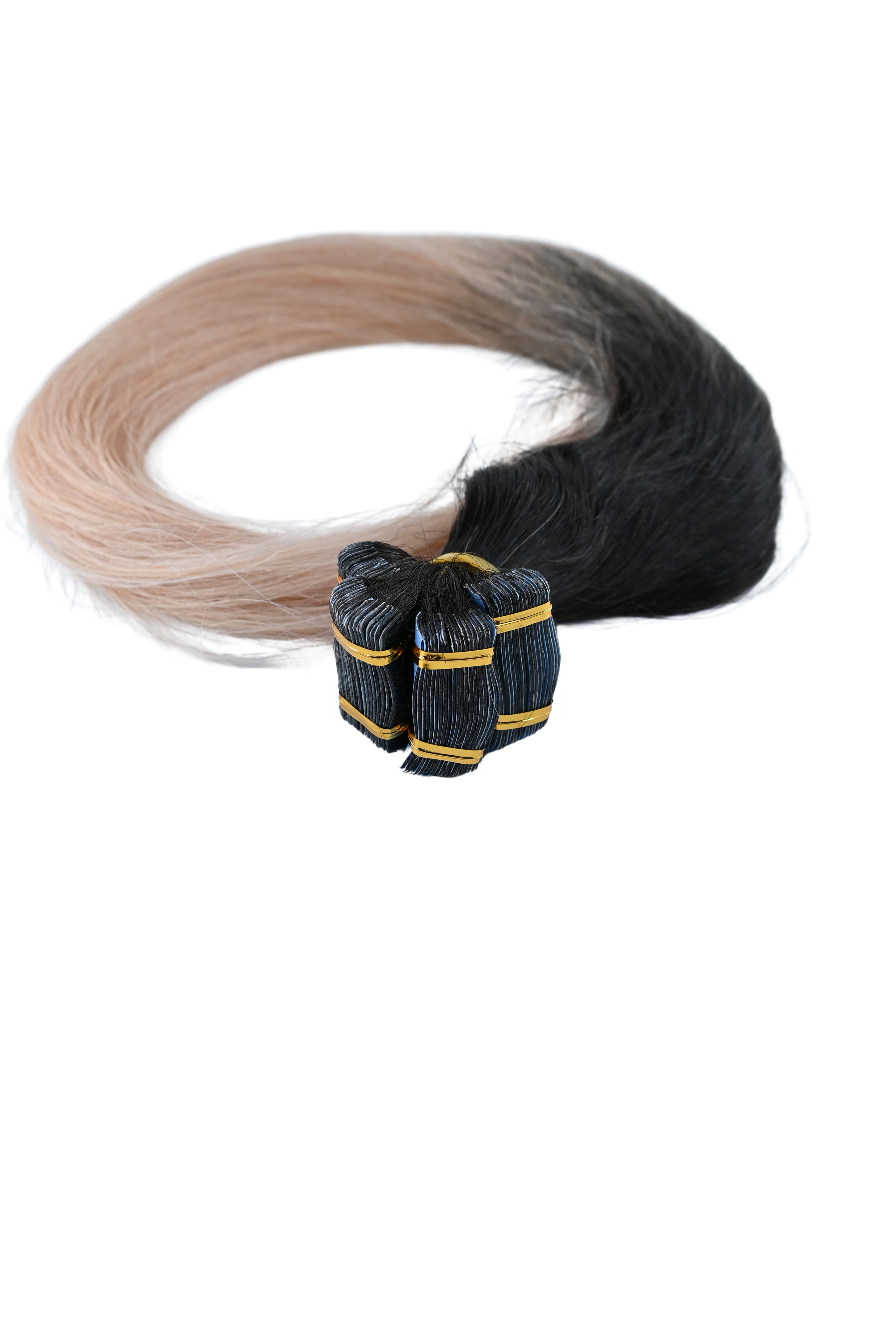 Invisible Tape-In Hair Extensions – Ombre Dark Brown to Peach Pink – 65 inch