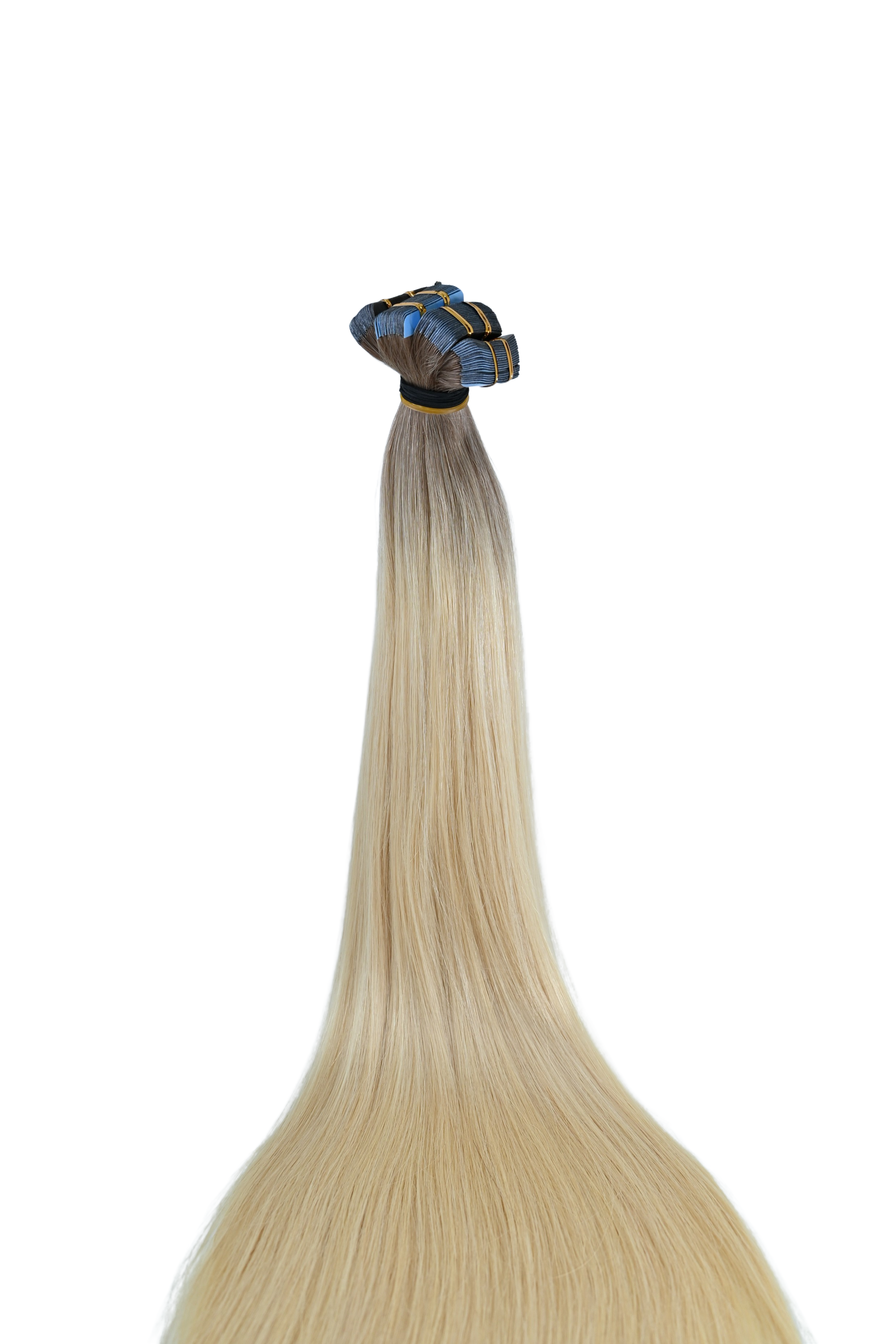 Invisible Tape-In Hair Extensions – Ash Root to Icy Platinum Blonde – 65 inch