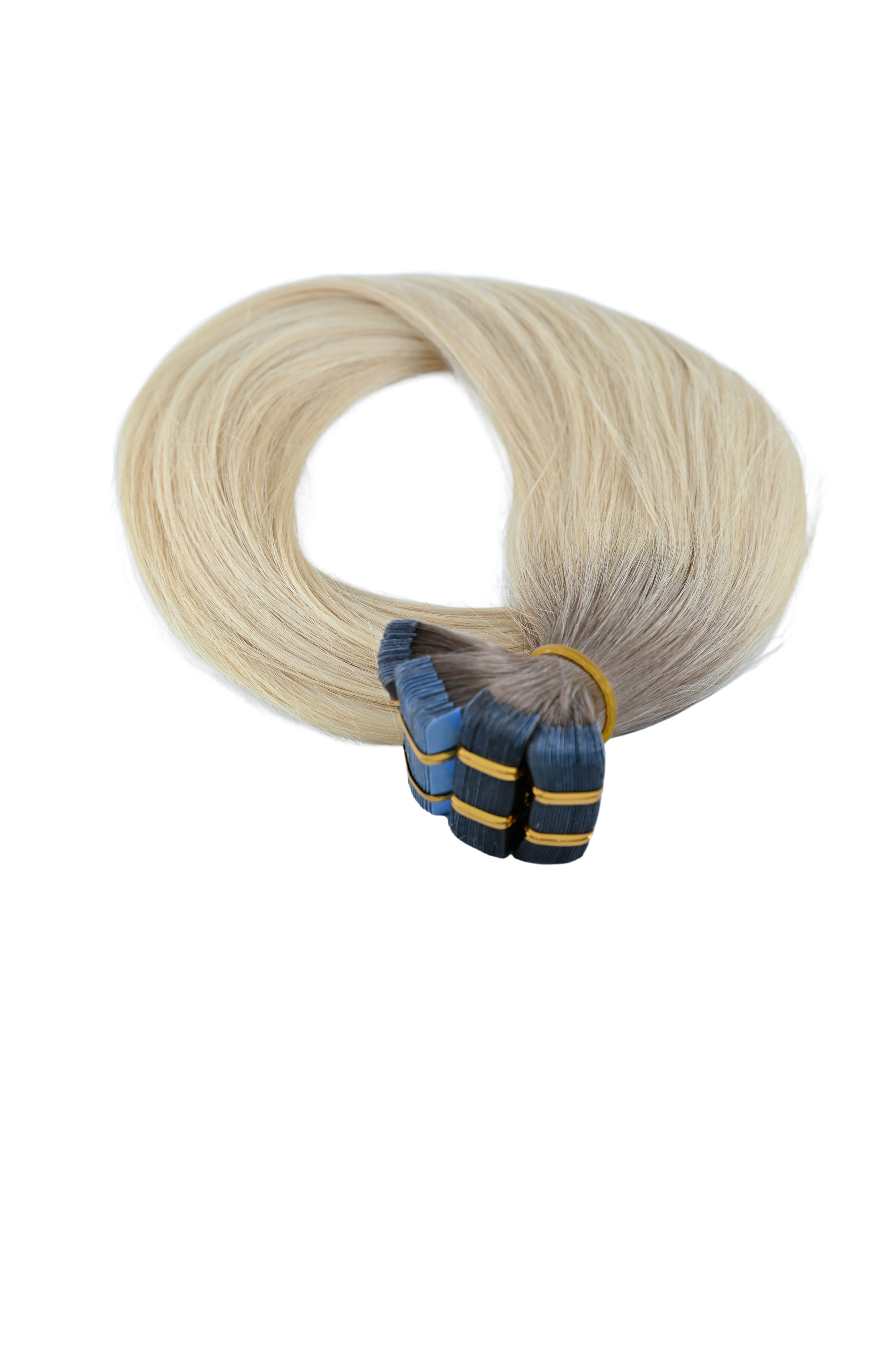 Invisible Tape-In Hair Extensions – Ash Root to Icy Platinum Blonde – 65 inch