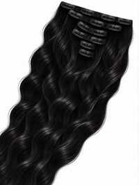 Double Drawn Wavy Clip-In Hair Extensions – Jet Black – 1#