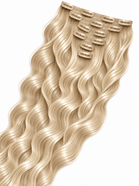 Double Drawn Wavy Clip-In Hair Extensions – Vanilla Blonde – ICE#