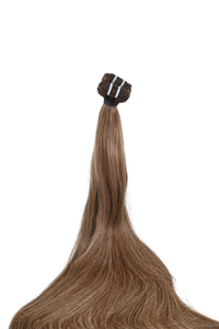 Double Drawn – Weft in Hair Extensions -  Brown with Caramel Highlights | 65 cm