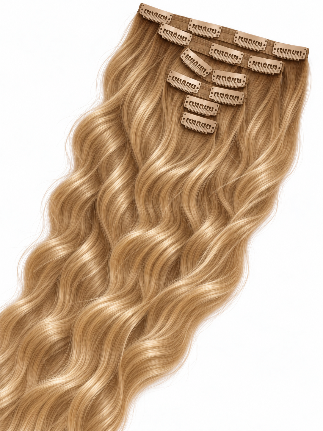 Clips Hair Extensions 65 cm Golden Blonde Highlights (T8/8T/60)